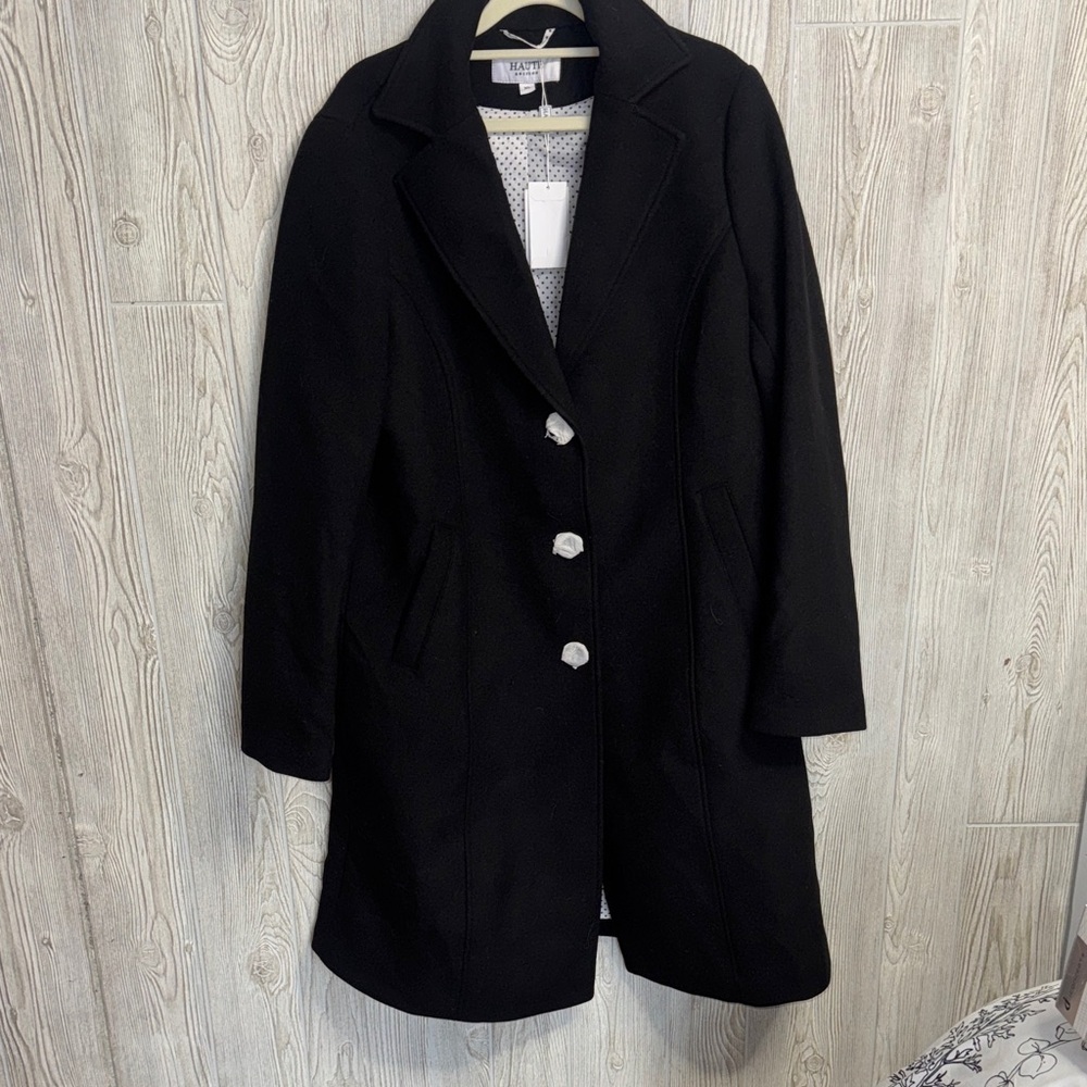 Haute Edition Black Wool Trench Coat